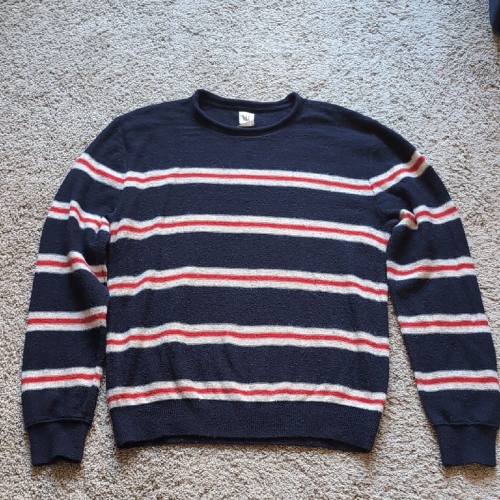 GAP Merino Wool/Nylon Navy/Red/White Striped Sweater, Size XL